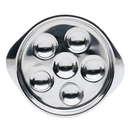 Plat escargots inox 6 trous, finition brillante, design optimal pour servir et saisir des escargots.