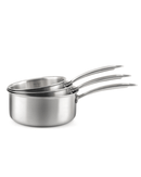 Casseroles inox Cuisinox Gourmet empilées – profil montrant les parois