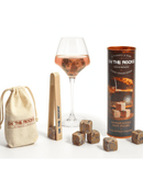 Coffret pierres à vin avec 6 glaçons en granit rose de Bretagne et pince, pour rafraîchir sans diluer.