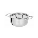 Faitout Castel'Pro en inox 5-ply avec couvercle, finition miroir et anses fixes, idéal pour la cuisine.
