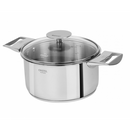 Casserole inox Casteline amovible en acier inoxydable avec couvercle en verre et poignées élégantes.