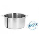 Casserole inox Casteline amovible en finition miroir avec marque Cristel, garantissant origine France.