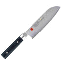 Couteau Santoku damas 18cm avec lame polyvalente pour cuisinier, acier de haute qualité.