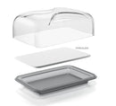 Cloche à fromage rectangle avec plateau transparent rouge - Maison Habiague